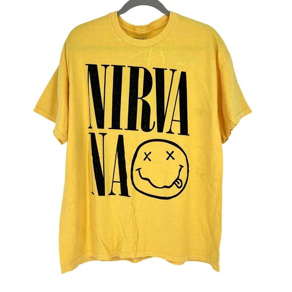 Officially Licensed Nirvana Nevermind Smiley Grunge Tee Yellow XL - Picture 7 of 7